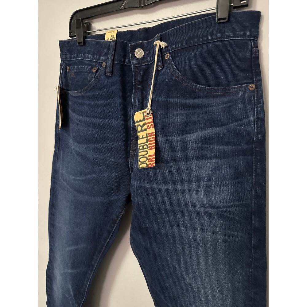 Double RL Ralph Lauren RRL Slim High Mens Jeans 30x34‎ Dark Wash Denim Corduroy